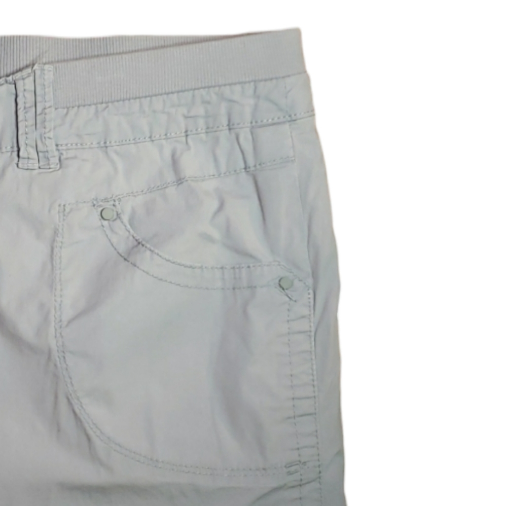 Avenue High Waist Elastic Waistband Drawstring Cinch Legs Gray Cropped Capris 16 - Picture 5 of 16